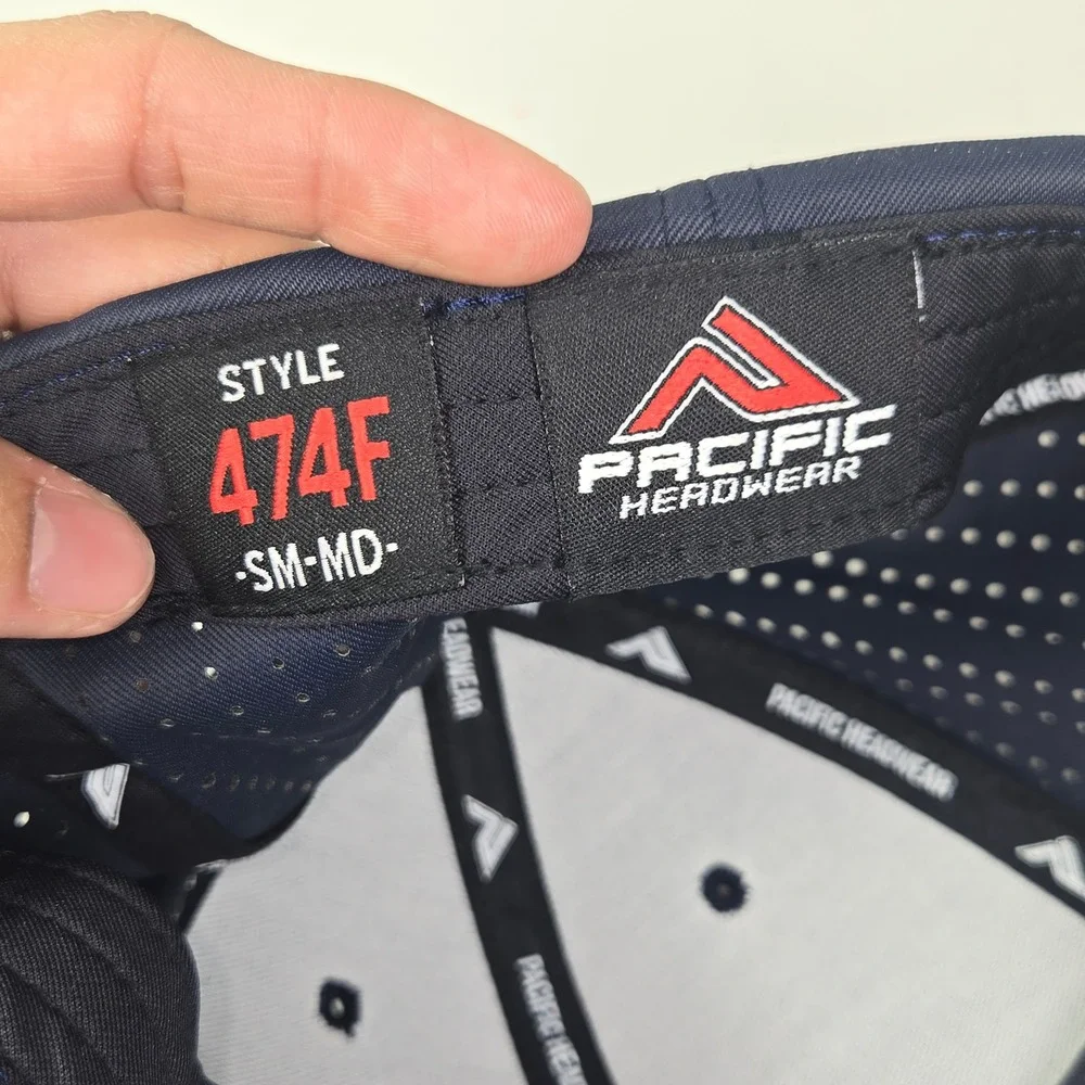 Pacific Headwear Flexfit 474F Navy Red Baseball Cap SM MD